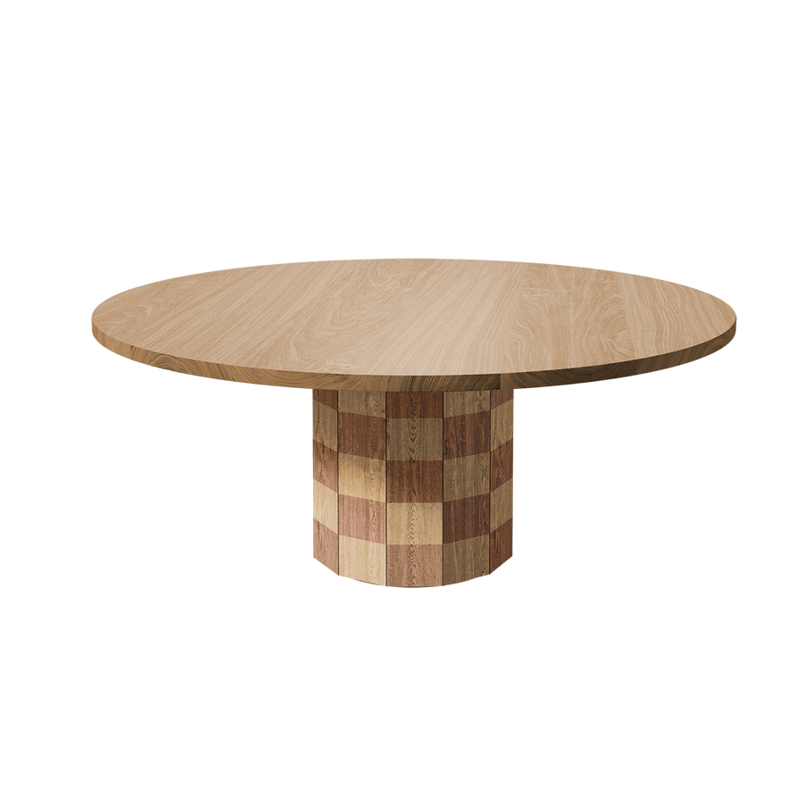 round pedestal dining table - checkerboard